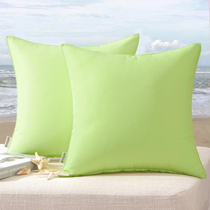MIULEE Pack of 2 Decorative Outdoor Waterproof Pillow Covers Square Garden Cushion Sham Throw Pillowcase Summer Shell for Patio Tent Couch 16x16 Inch Pale Green - Image 1